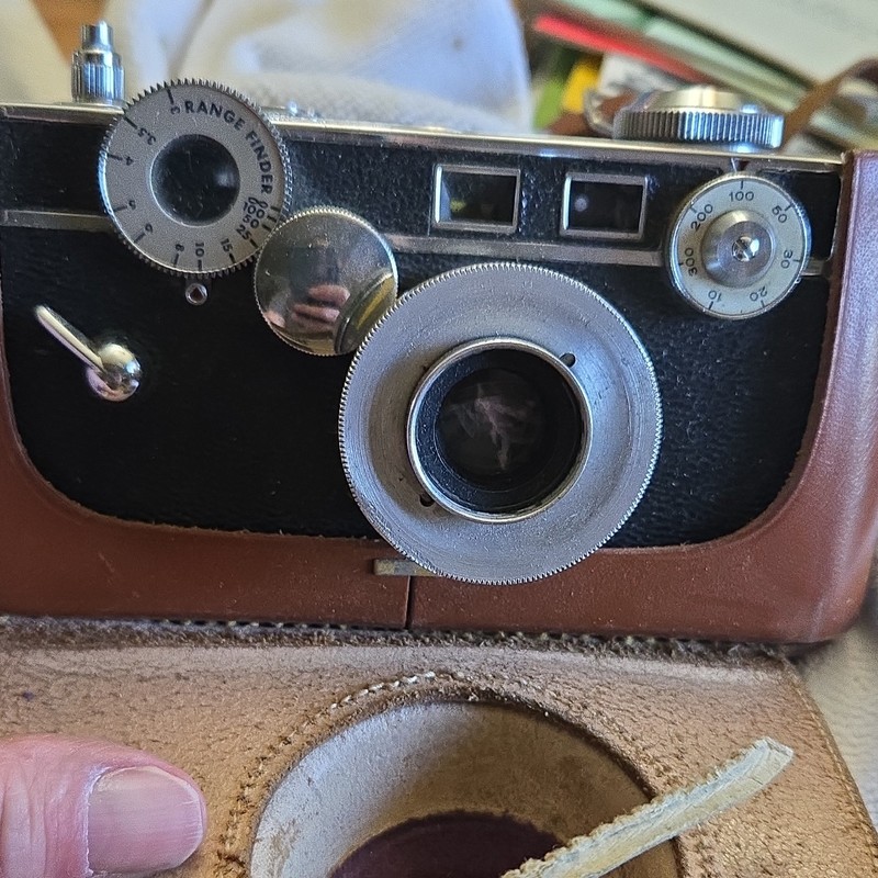 Argus C3 Black Vintage Rangefinder Film Camera with Leather Case