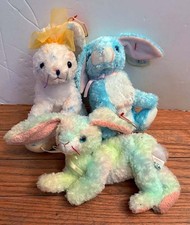 Lot of 3 TY Beanie Baby Bunny Rabbit Plush Stuffed Cottontail Carrots Spring NWT
