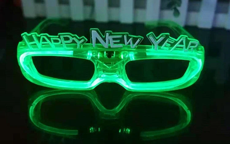 Feliz Año Nuevo Neón Luces LED Gafas Brillantes Intermitentes Fiesta Año Nuevo Foto 4 de 4