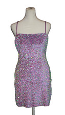 Nasty Gal Purple Irridecent Sequin Mini Dress Lined Strappy Size 2 NEW NWT