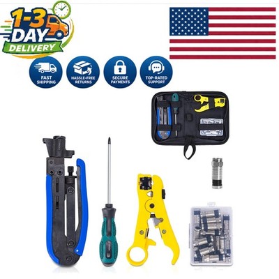 KOTTO Adjustable Coax Cable Crimper Kit for RG6, RG59 & RG11 - 20 Connectors ...
