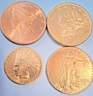 4: INDIAN & BARBER HEADS & 1933 DOUBLE EAGLE Gold Plated US COPY Coins BU Look