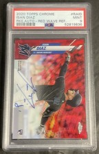2020 Topps Chrome Baseball Isan Diaz Red Wave Refractor RC Auto SN:2/5 PSA 9