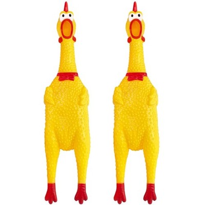 2 Pcs Large Rubber Chicken,Screaming Chicken Dog 2 Large, Yellow