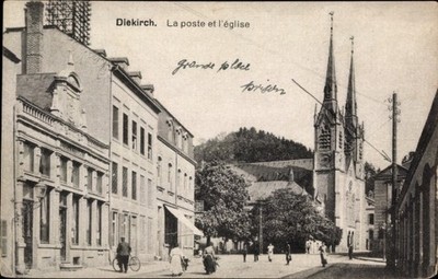 Ak Diekirch Luxemburg, Post und Kirche - 4398833