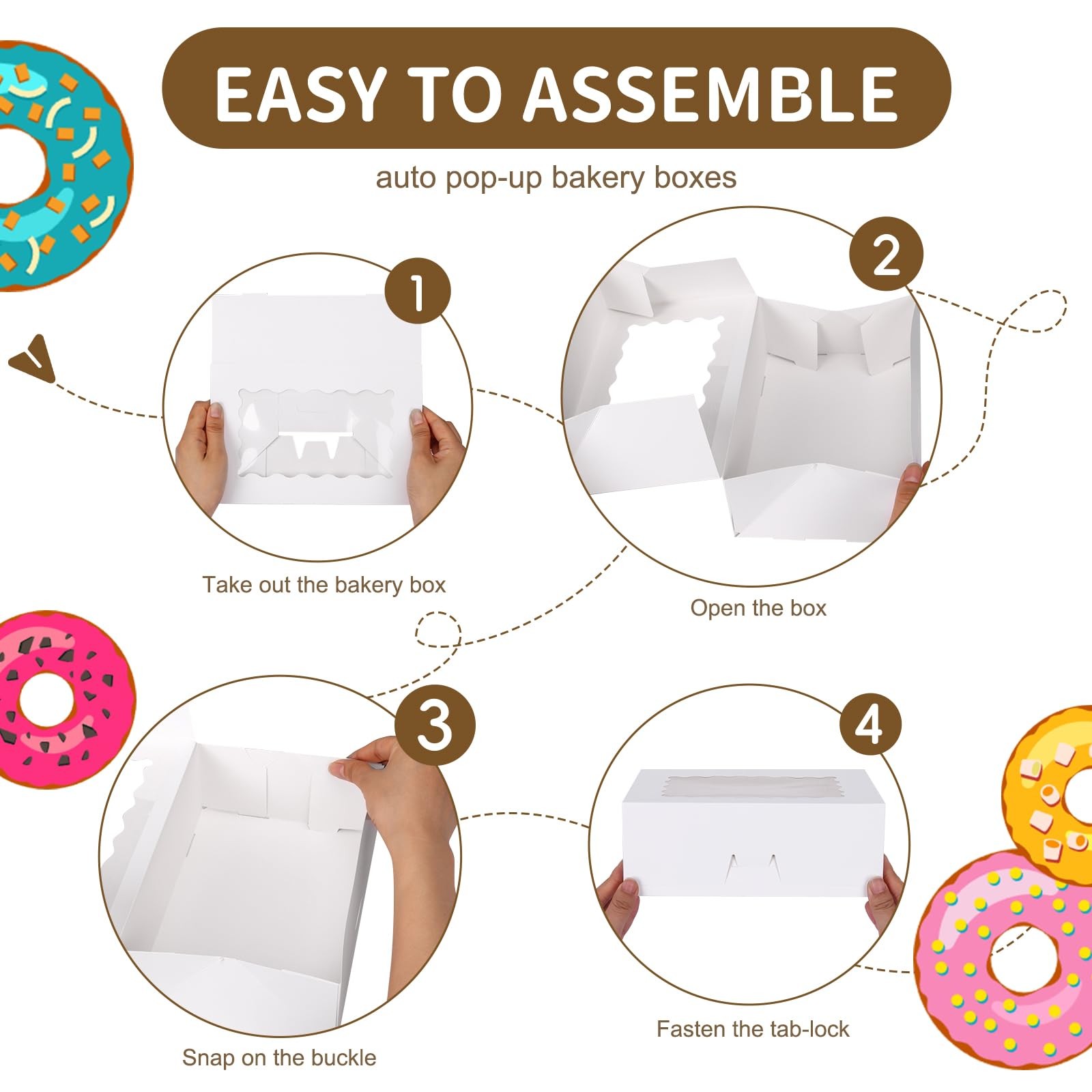 Moretoes 28Pcs Cookie Boxes with Window, 9X6X3 Inch White Bakery Boxes Dessert C