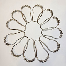 Shower Curtain Hooks Roller Bearings New Shiny Stainless/Chrome Set Of 12