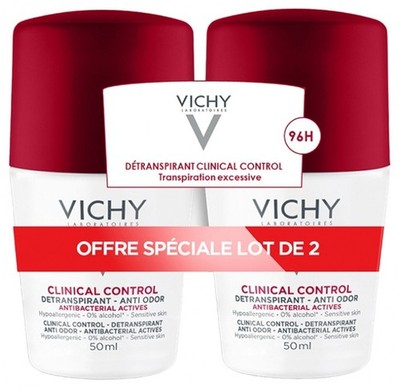 Vichy 96H Clinical Control Antiperspirant Roll-On Deodorant 2 x 50ml