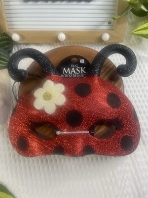 Ladybug Bug Mask Costume Glitter Red Black Kids Adult Party Cosplay
