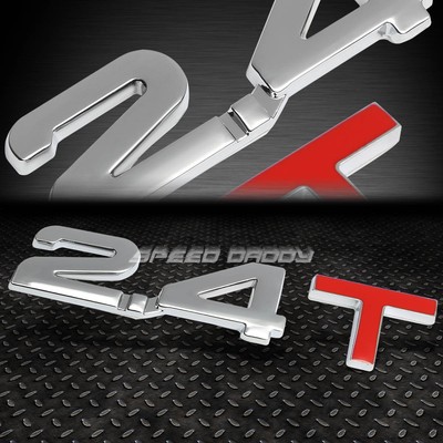 Chrome & Red Metal Emblem Badge – 2.4L – Fits Bumper, Trunk, Grill Or Fender