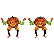2 Pack Jointed Goblin Wall Decor, Vintage Halloween Pumpkin Figures, 30 Inch