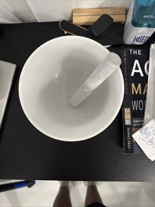 12 Inch F Note White Frosted Crystal Singing Bowl Heart Chakra with Suede Stick