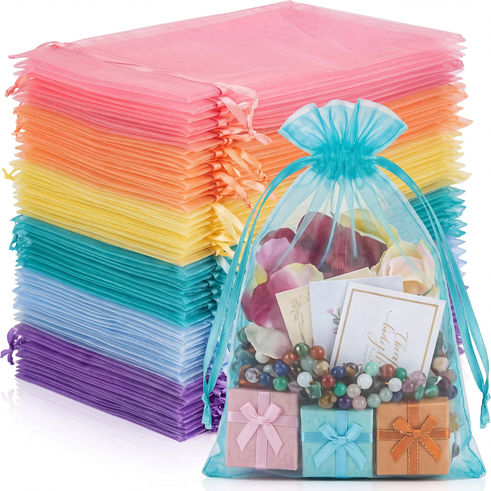 120 Pcs Drawstring Organza Bags 8x12 Pastel | eBay