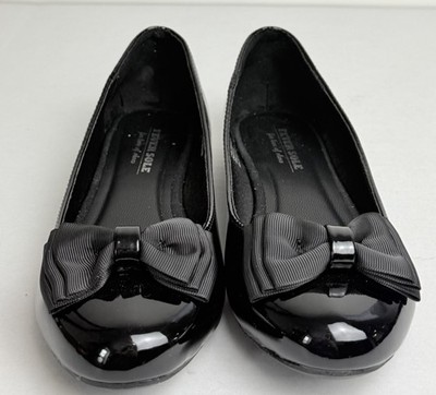 FEVER SOLE Black Ballet Flats Bow Women's Size 8 Polyurethane Upper