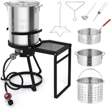 ROVSUN 30QT Turkey Fryer & 10QT Fish Fryer Kit, 55000BTU Propane Stove with Shel