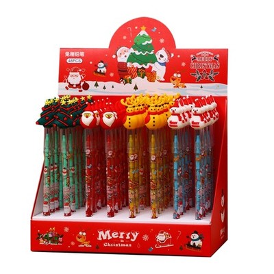 Christmas Rubberized Non Break Pencil Soft Ergonomic Design For Students