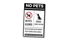No Pets Allowed Vinyl Sticker Signs, 5 Pack 8 x 5 No Dogs Or Pets Allowed