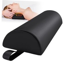 Half Round Massage Table Bolster Pillow Small Black - 17x6x4 in - Pu Leather