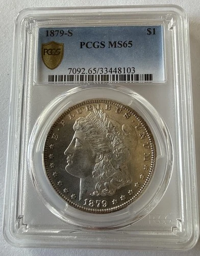 1879-S Morgan Silver Dollar $1 PCGS MS65 Sight Toning On Obverse And Reverse Rim