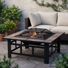 Metal Garden Fire Pit Outdoor Patio Log Burner Heater BBQ Grill Brazier Table UK