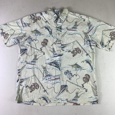 Reyn Spooner Shirt Mens XL white Pullover Floral Aloha Has Stains Mahi Marlin