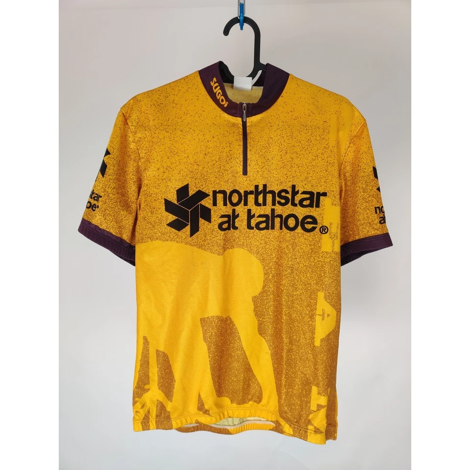 Винтажная велосипедная майка ретро Sugoi — желтая — стиль 80-х/90-х — размер M - Изображение 2 из 4