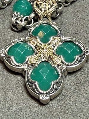 KONSTANTINO STERLING SILVER 18K GOLD 36” NECKLACE CHRYSOPRASE