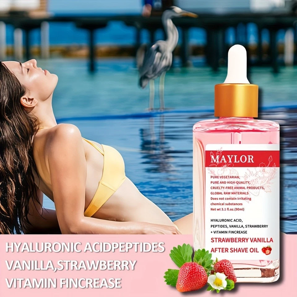 Aceite de fresa vainilla para después del afeitado para mujeres para una piel suave, suave servir después del afeitado Foto 3 de 4