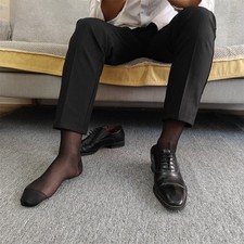 Mens Transparent Sheer Ultrathin Socks Silky Seamless Business Dress Socks