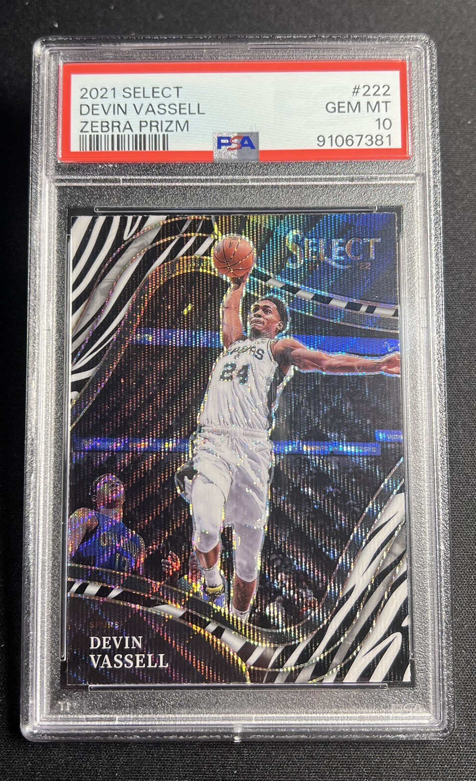 2021 Panini Select Devin Vassell Zebra Prizm #222 PSA 10 - POP 2