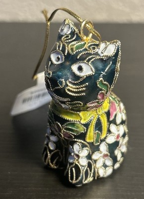 Vintage Cloisonné Bombay Cat Figurine Ornament