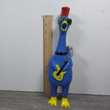 Squawkin Rubber Chicken Large 12" Blue Squeeze Squeak Screaming Dog Toy Squawk