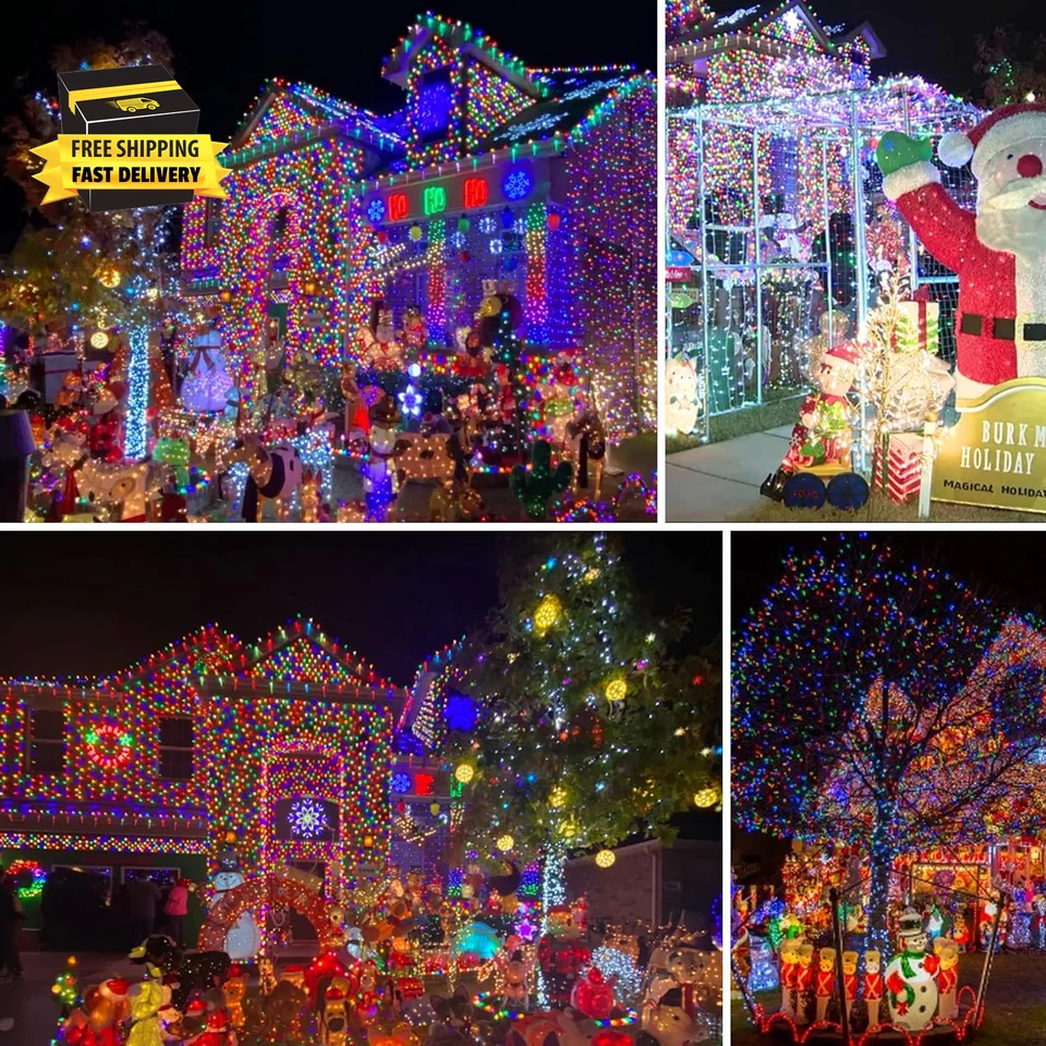 2 Pack Total 400LED 132FT Multi-Colored Christmas Solar String Outdoor Lights, S - Image 3 of 4