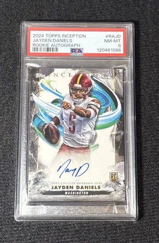 JAYDEN DANIELS 2024 TOPPS INCEPTIONS ROOKIE AUTOGRAPH C RC AUTO PSA 8