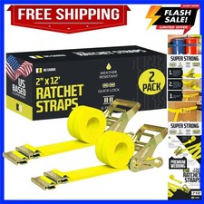 E Track Ratchet Straps Cargo Tie-Downs, Pack of 2 2 x 12 Heavy Duty Tie-Down ...