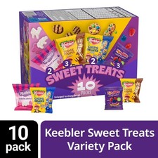 Variety Pack of 10 Cookies and Snacks Including Chocolate Chip Cookies, Striped