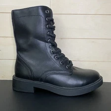 Steve Madden SM New York Lila Black Combat Boots Women's Size 6 Shoes M