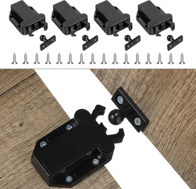4Pack Push Latches for Cabinets, Push to Open Catch Lock,Safe Rebound Self-Lock