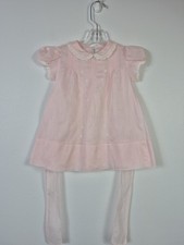VINTAGE Girls Pink Dress Pintucks Bow Handmade in Philippines Lightweight 24 Mo