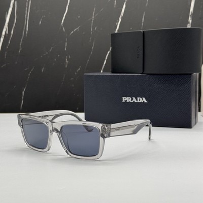 NEW PRADA PR25ZS U430A9 SUNGLASSES PR 25ZS U430A9 SQUARE GRAY/BLUE