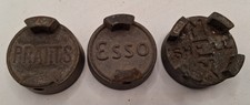 3 X 2 TWO GALLON PETROL CAN ORIGINAL BRASS CAPs Esso, Pratts, Shell Mex
