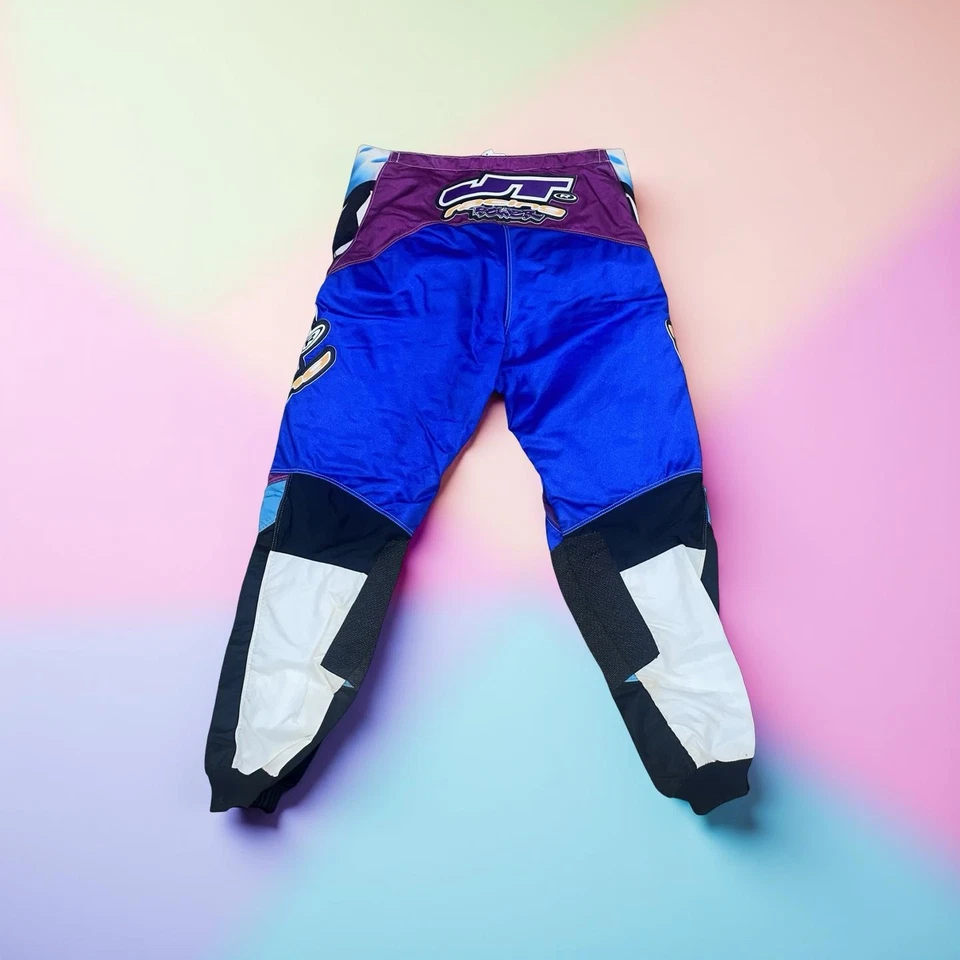 Calças de corrida de motocross vintage anos 90 JT Racing Concept 2 — design "Blue Flame" - Imagem 2 de 2