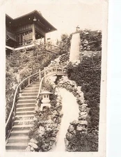 Waterfall Beautiful Japanese Garden Hollywood Real Photo Postcard