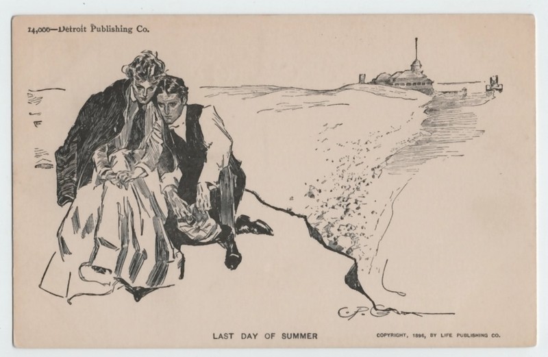 c1901 Signed Charles Dana Gibson Life Comic Detroit Pub "Last Day of Summer"
