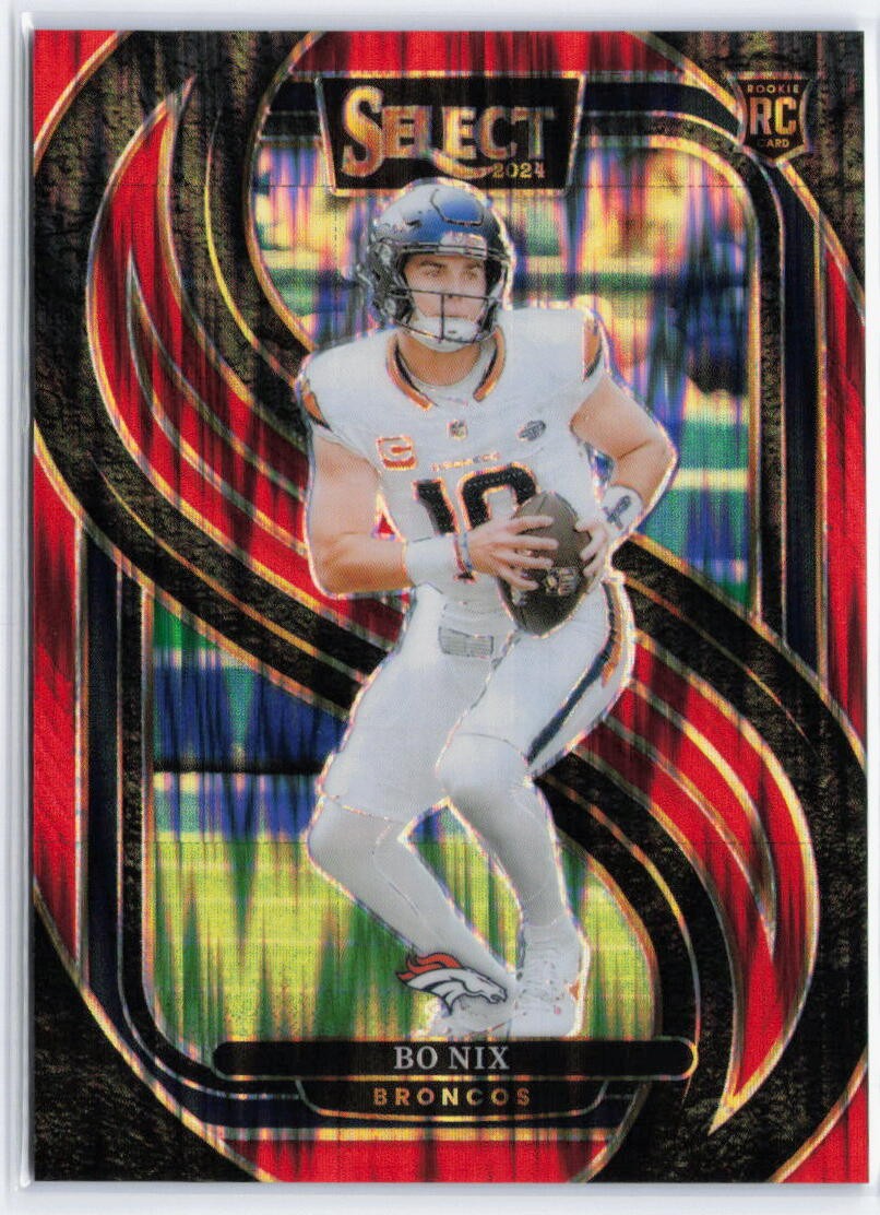 2024 Panini Select #117 Bo Nix Red Prizm Shock #/249 Rookie