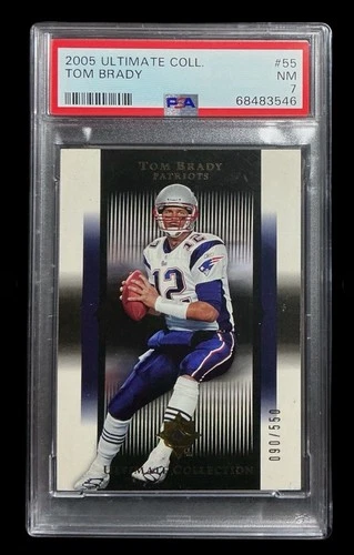 2005 upper deck #55 tom brady; UD ultimate 90/550 collection PSA 7