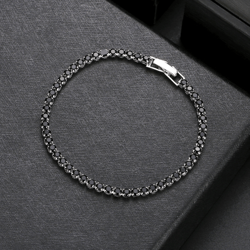 3MM Slim Holiday Party Jewelry Mystic Black Onyx Gemstone Women Bracelets Silver - Picture 3 of 6