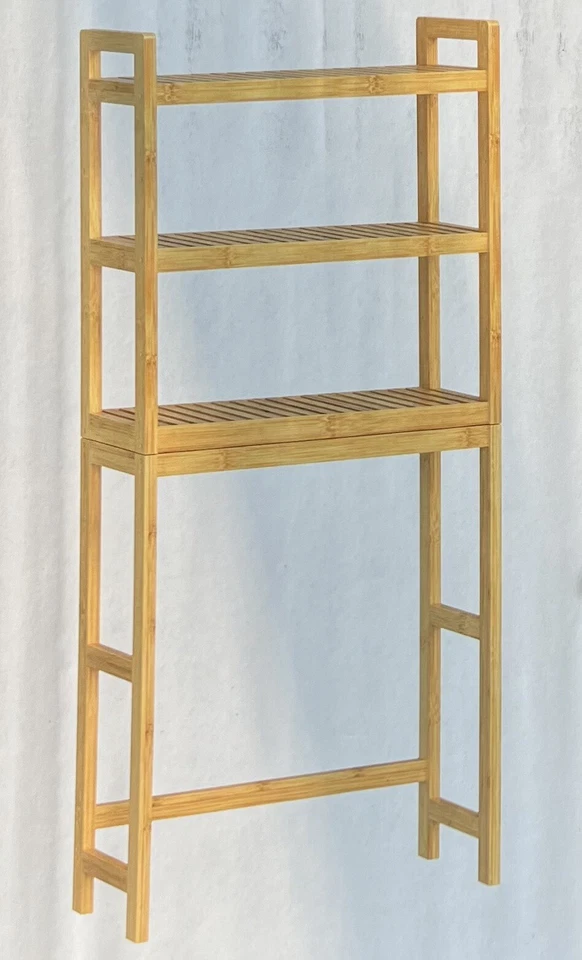 3 Tier Over Toilet Bamboo Organizer Adjustable 24.8 L x 10.2 W x 64.2 H inches - Image 2 of 4