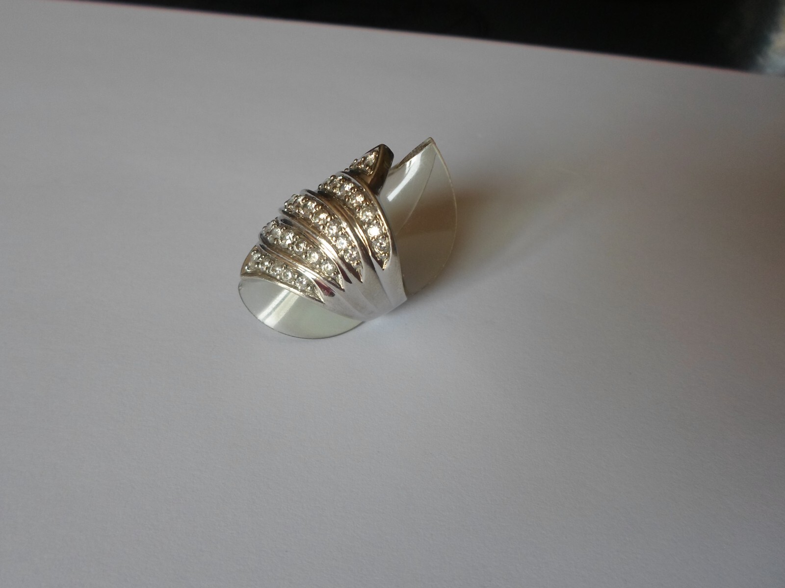 large solid silver ring, zirconium pavement, size… - image 7