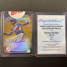 2017 Bowman Chrome Sensation Gold Refractor #2/50 Starling Heredia #CSA-SH Auto